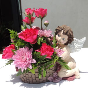 Red Roses & Chrysanthemums In Decorative Bowl