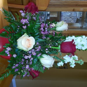 Valentine Arrangement With 3 Red Roses, 3 Yellow Roses & Baby’s Breath