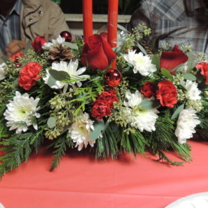 Red And White Carnation Christmas Arrangement
